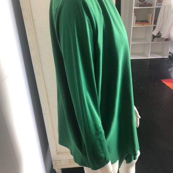 COS Emerald Green Asymmetric 3/4 sleeve cotton top - Picture 2 of 4